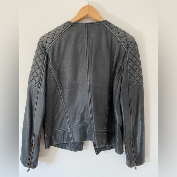Gorman size 12 black 100% leather quilted biker jacket - Picture 2 of 5
